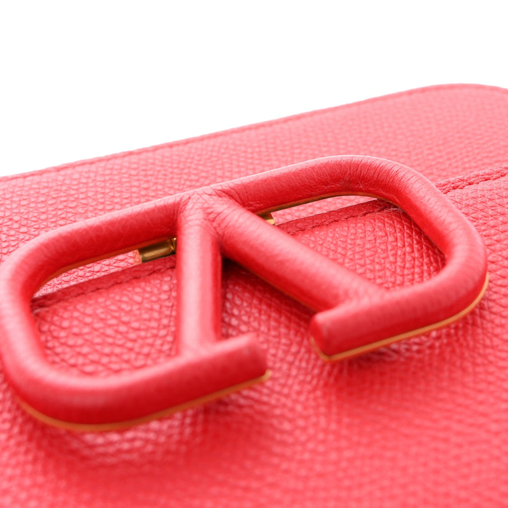 Grainy Calfskin Small VSling Shoulder Bag Red