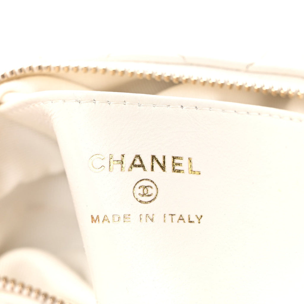 Lambskin Quilted Chain Around Pouch Hobo White