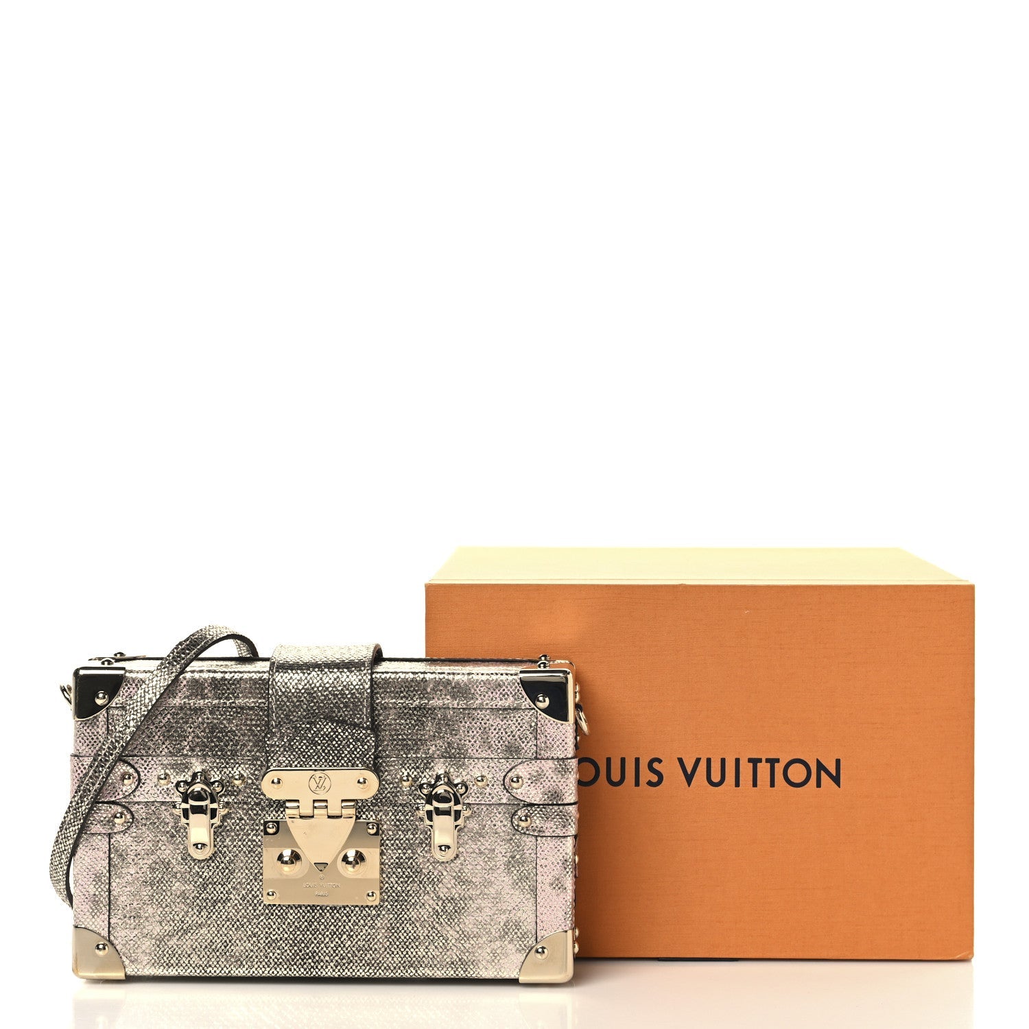 Lizard Petite Malle Silver