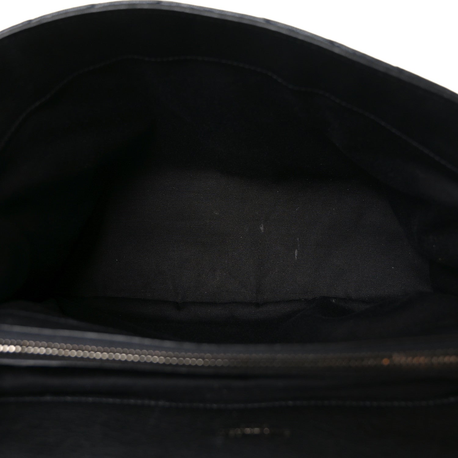 Sheepskin Matelasse Chevron Monogram Large College Bag Black