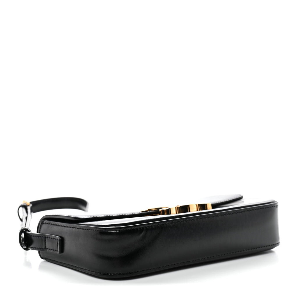 Shiny Calfskin Triomphe Shoulder Bag Black