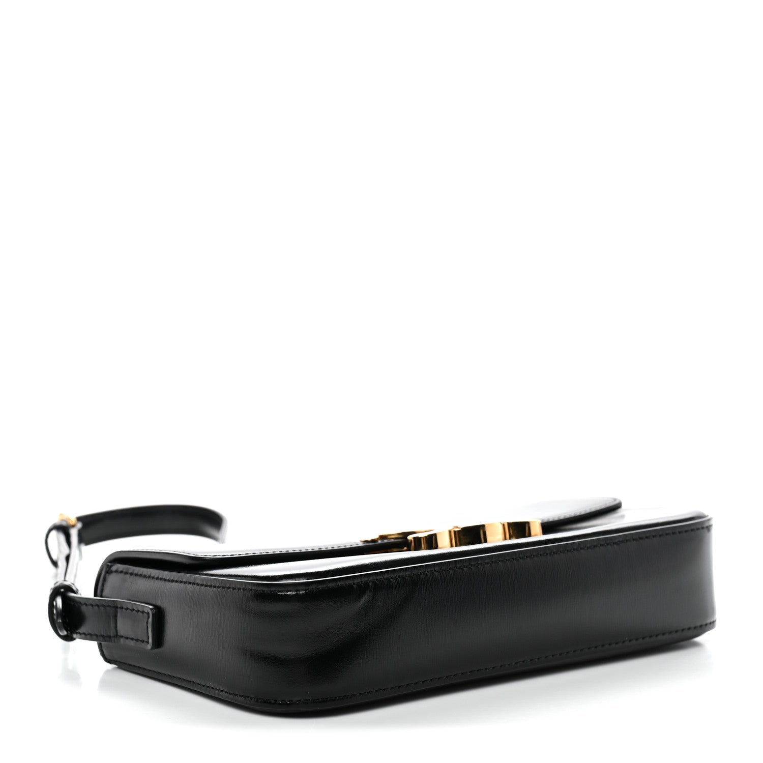 Shiny Calfskin Triomphe Shoulder Bag Black