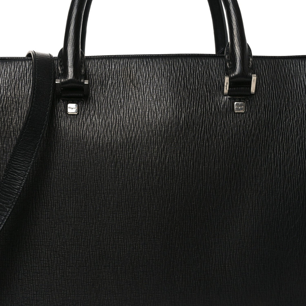 Calfskin Zip Around Briefcase Black
