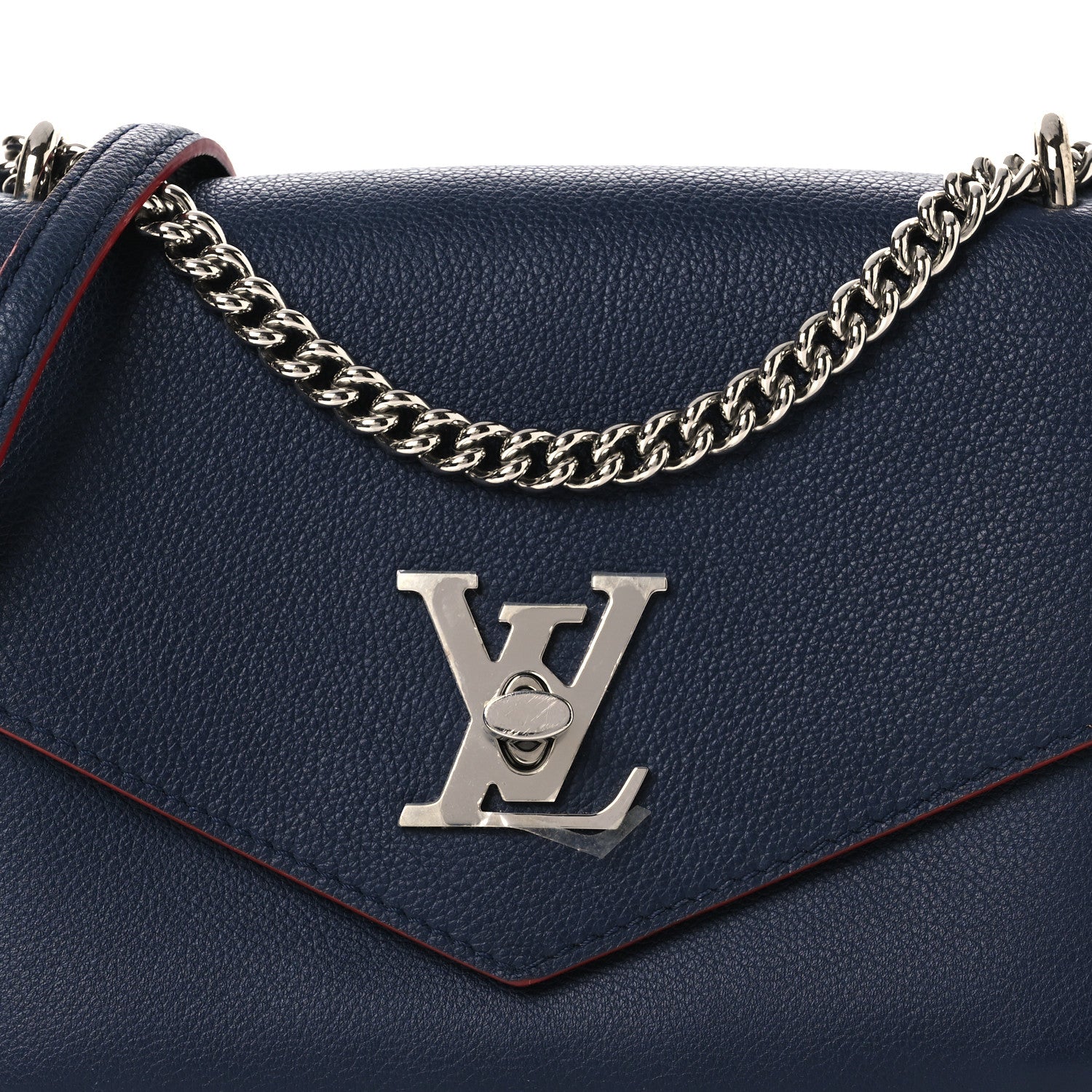 Soft Calfskin Mylockme Chain Bag BB Marine Rouge
