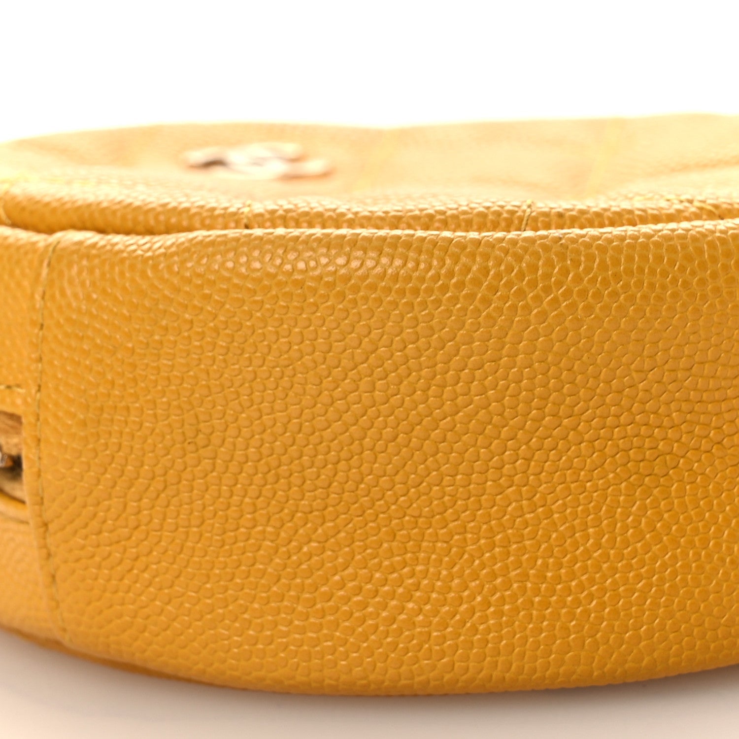 Caviar Quilted Round Clutch With Chain Yellow