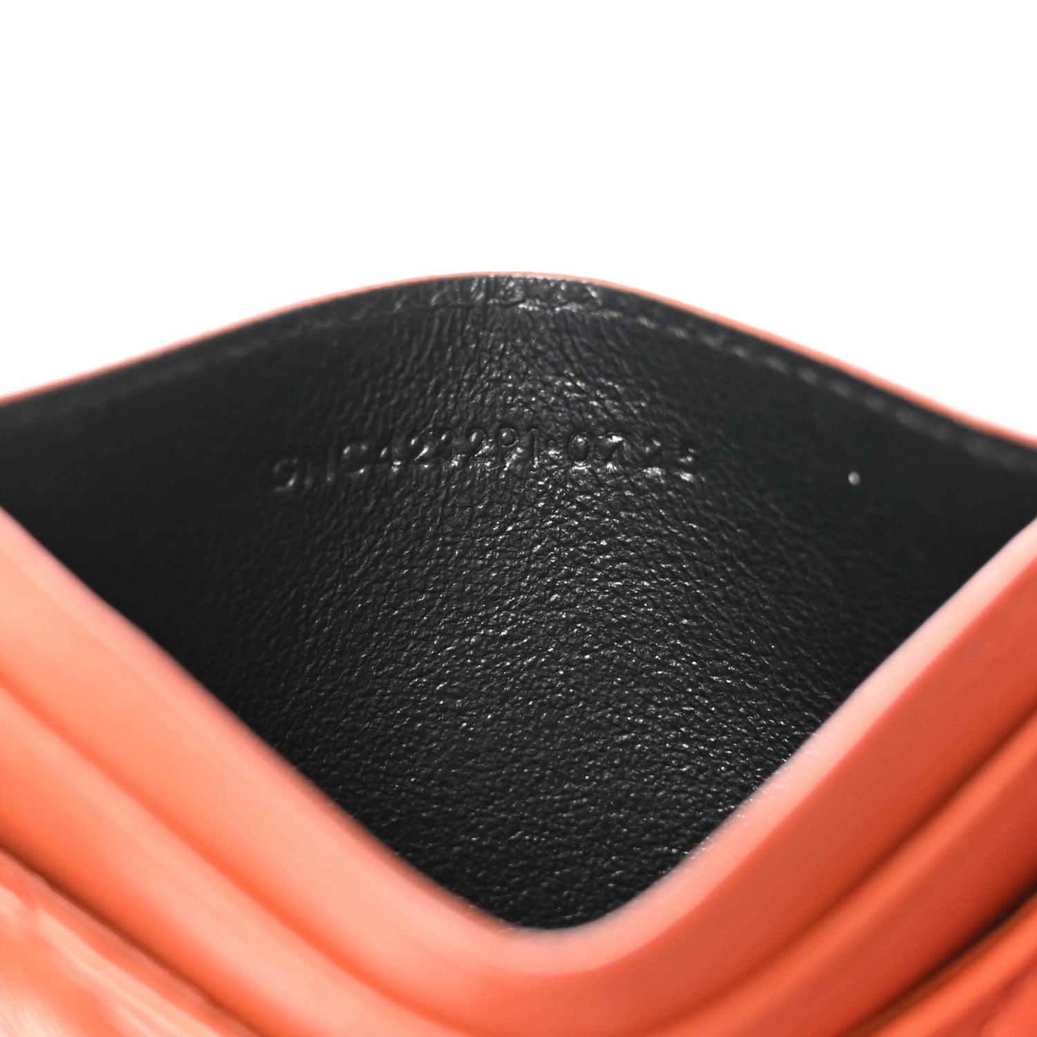 Lambskin Matelasse Chevron Monogram Credit  Case Dark Mandarin