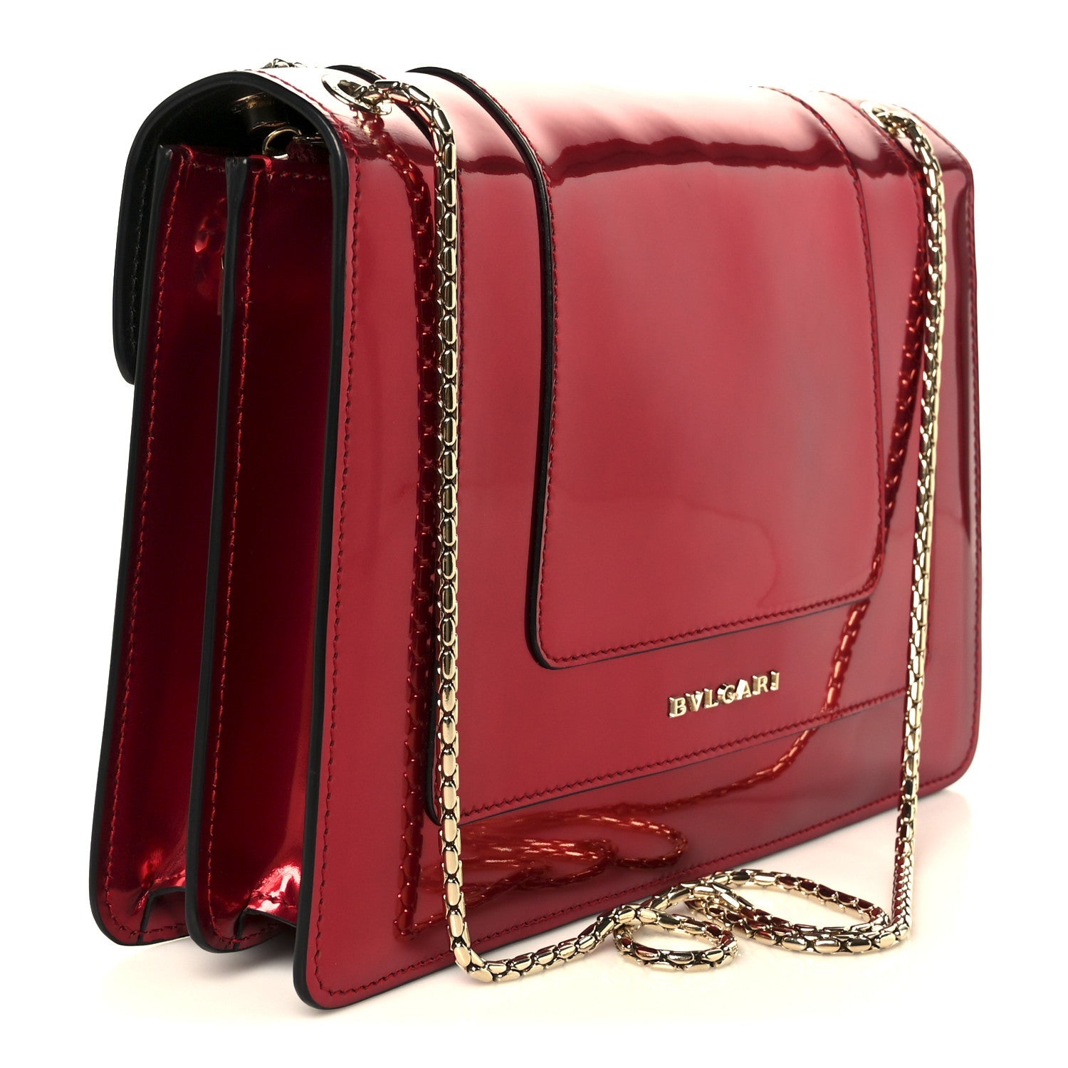 Metallic Calfskin Serpenti Forever Shoulder Bag Red