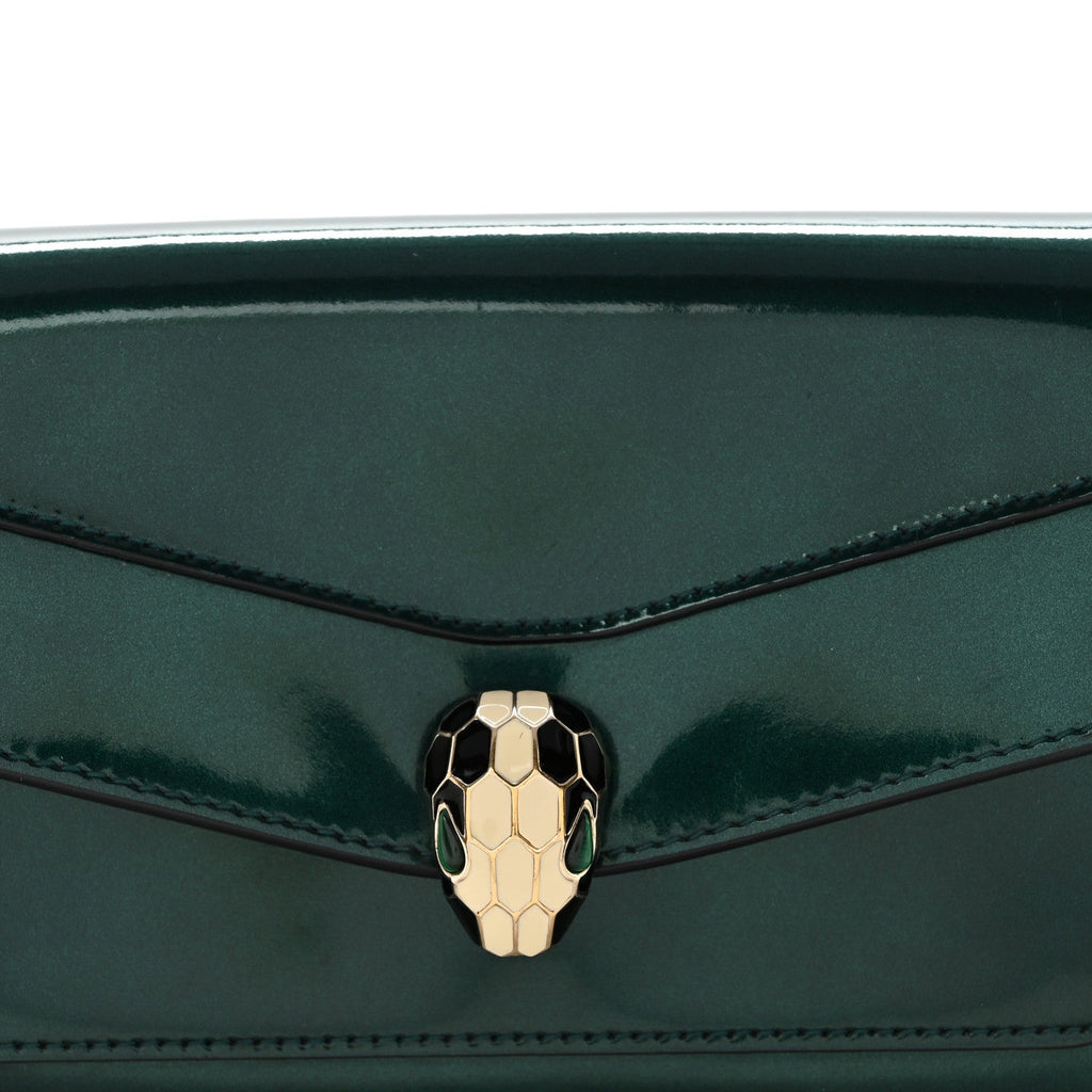 Metallic Calfskin Serpenti Forever Wallet Emerald