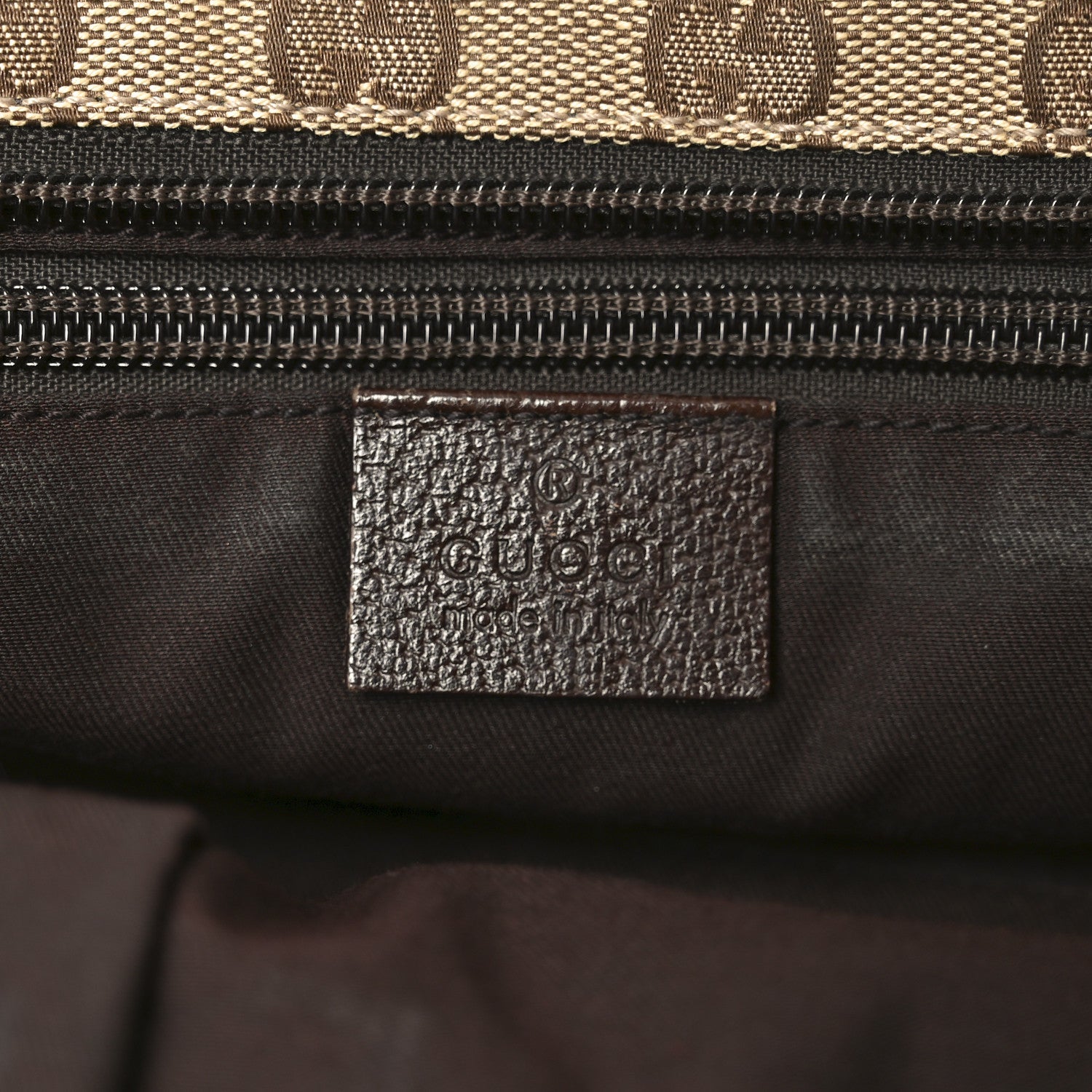 GG Monogram Small Web Handle Bucket Tote Dark Brown