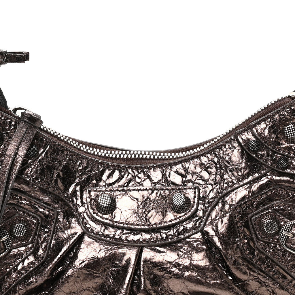 Metallic Agneau Arena Le Cagole Shoulder Bag XS Dark Bronze