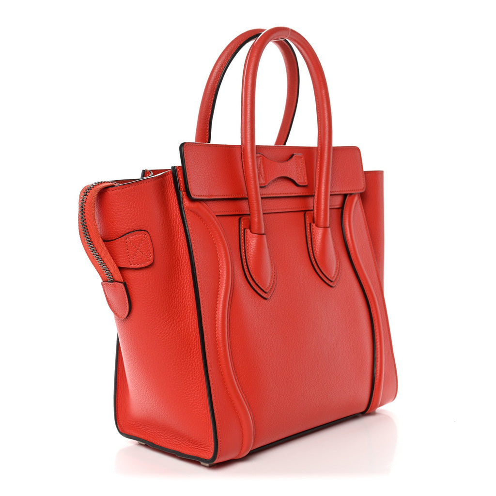 Drummed Calfskin Micro Luggage Vermillion