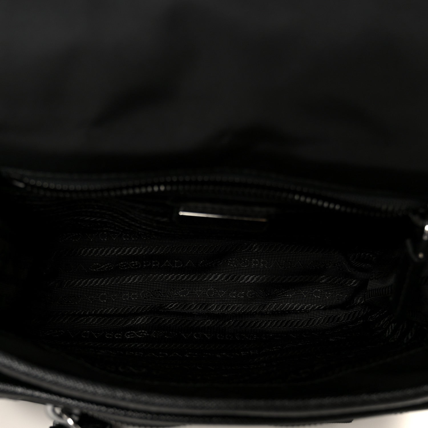 Re-Nylon Saffiano Pocket Double Snap Buckle Shoulder Bag Black