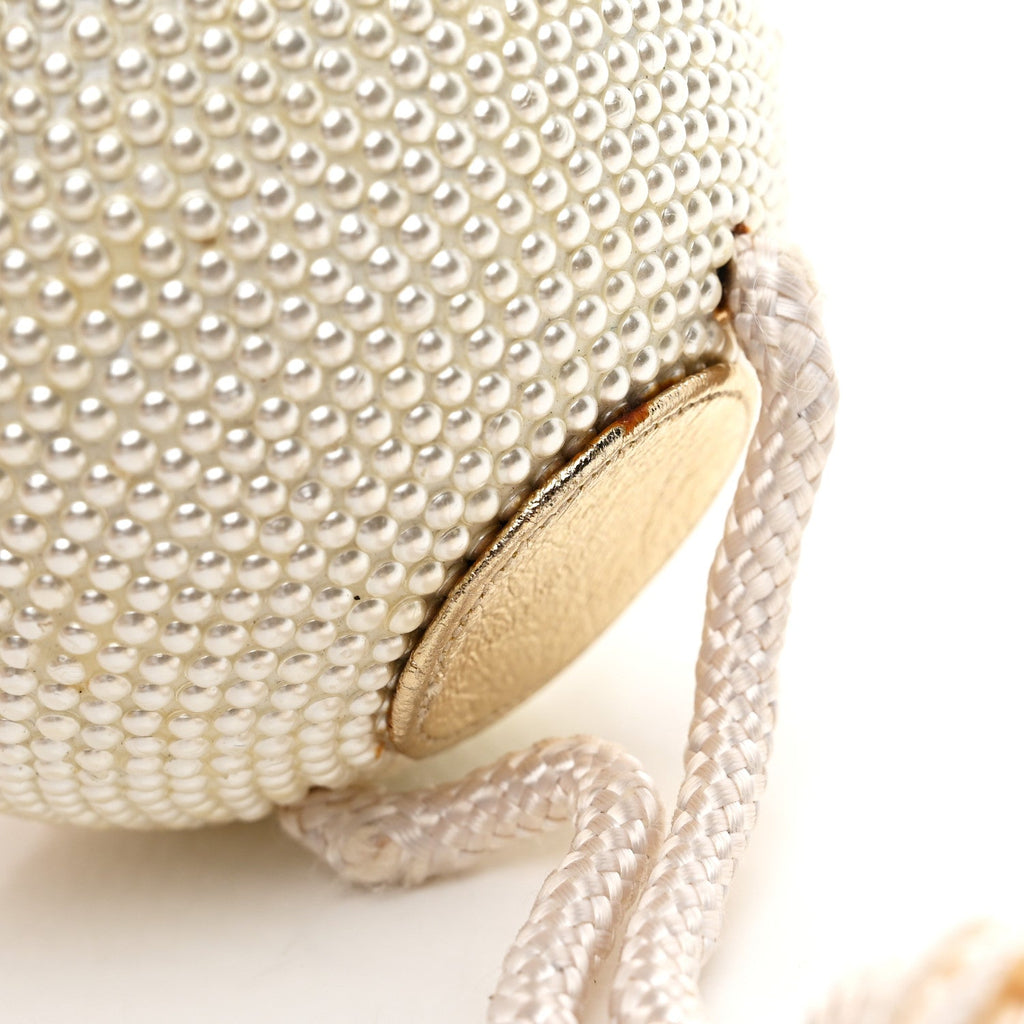 Swarovski Crystal Disco Ball Minaudiere Clutch White Gold