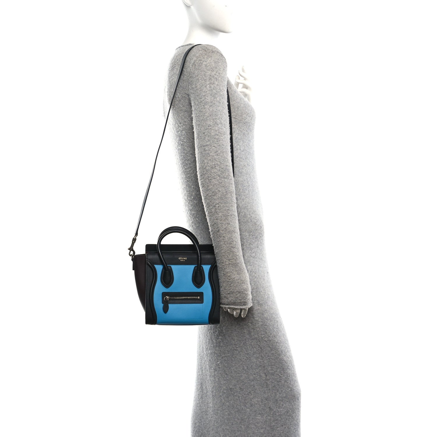 Smooth Calfskin Nano Tri-Color Luggage Turquoise