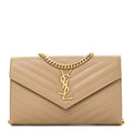 Grain De Poudre Matelasse Chevron Monogram Chain Wallet Dark Latte