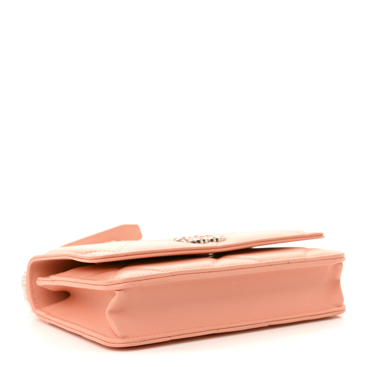 Lambskin Quilted Chanel 19 Wallet On Chain WOC Light Orange