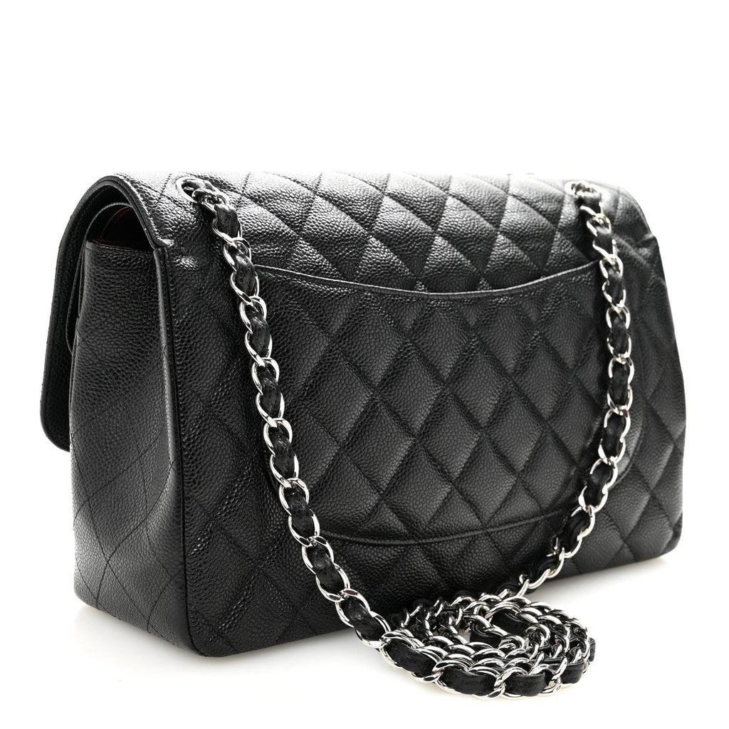 Caviar Quilted Jumbo Double Flap Black
