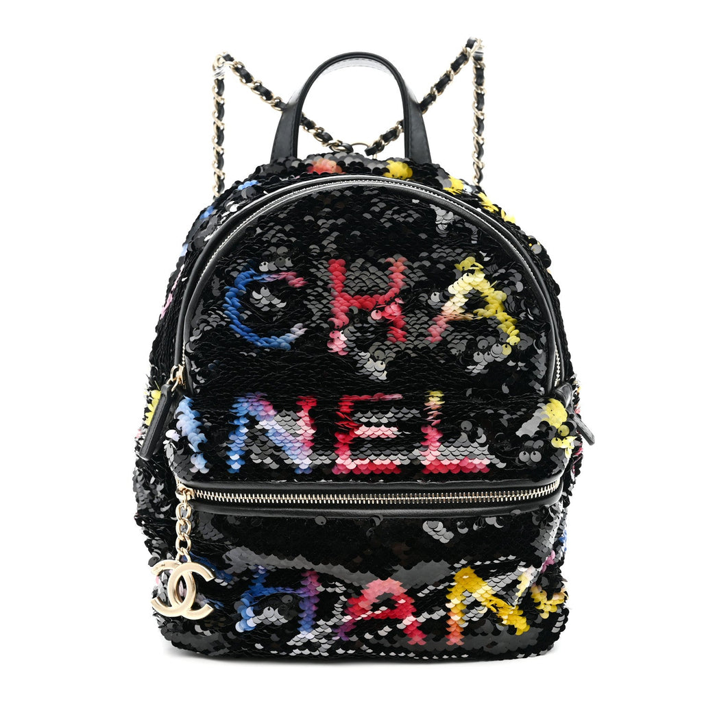 Sequin Lambskin CC Backpack Black Red Blue Yellow
