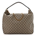 GG Supreme Monogram Large Linea A Hobo Light Brown