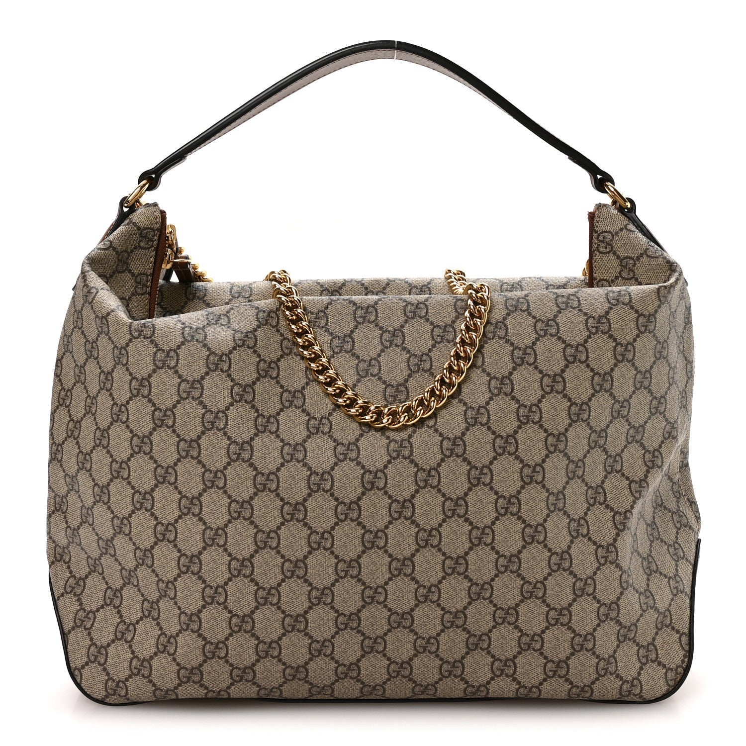 GG Supreme Monogram Large Linea A Hobo Light Brown
