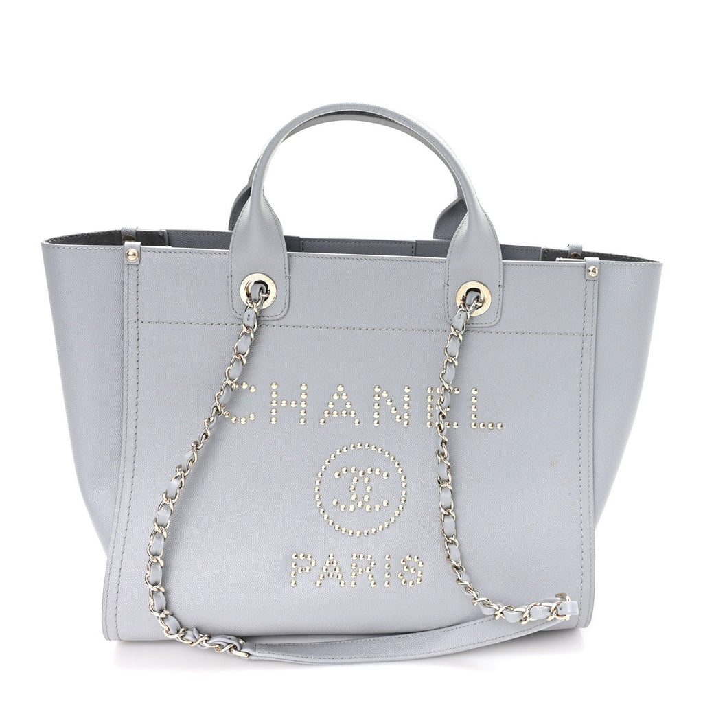 Caviar Studded Small Deauville Tote Grey