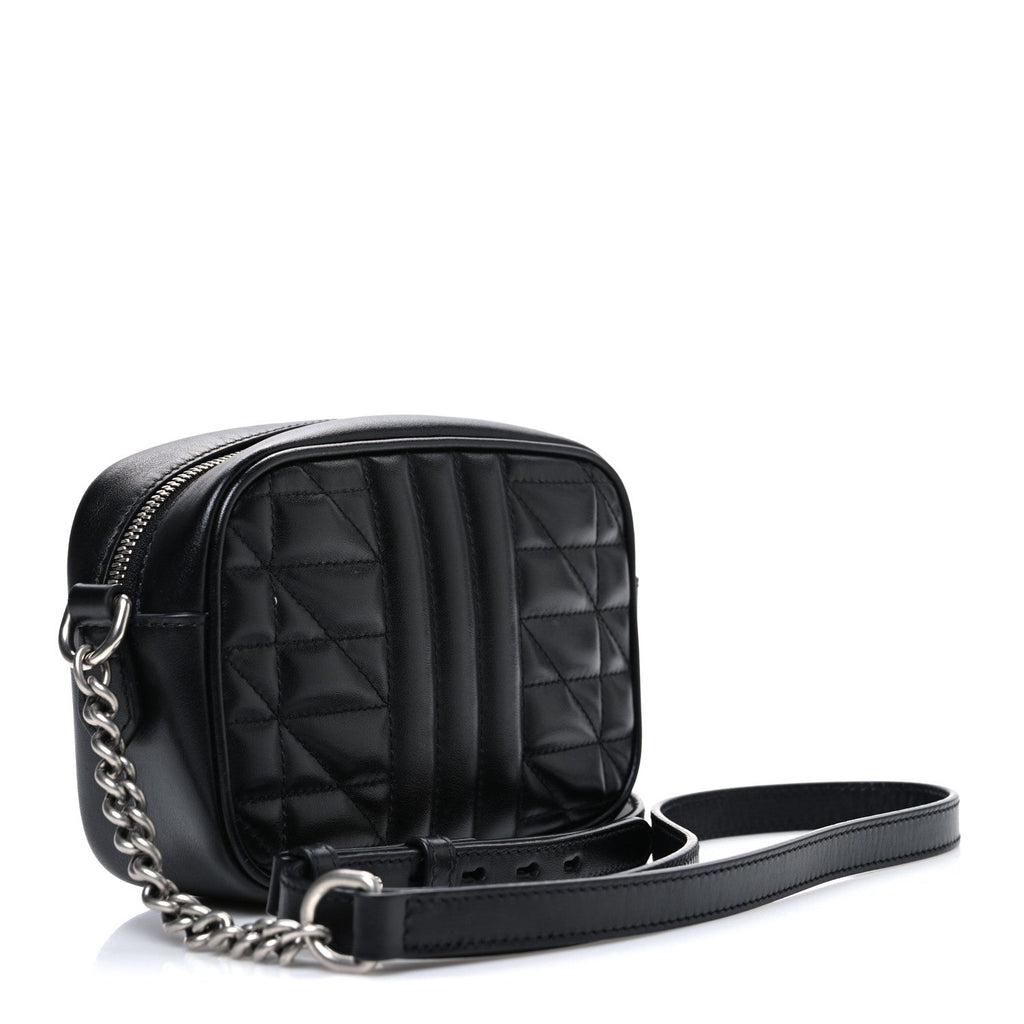 Calfskin Matelasse Aria Mini GG Marmont Chain Shoulder Bag Black