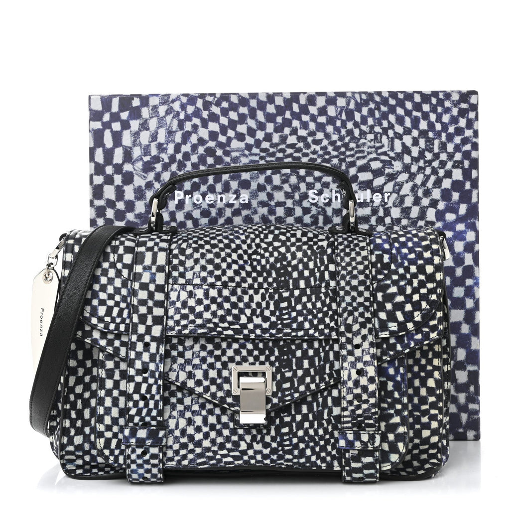 X HARMONY KORINE Calfskin PS1 Check Success Medium Satchel Blue