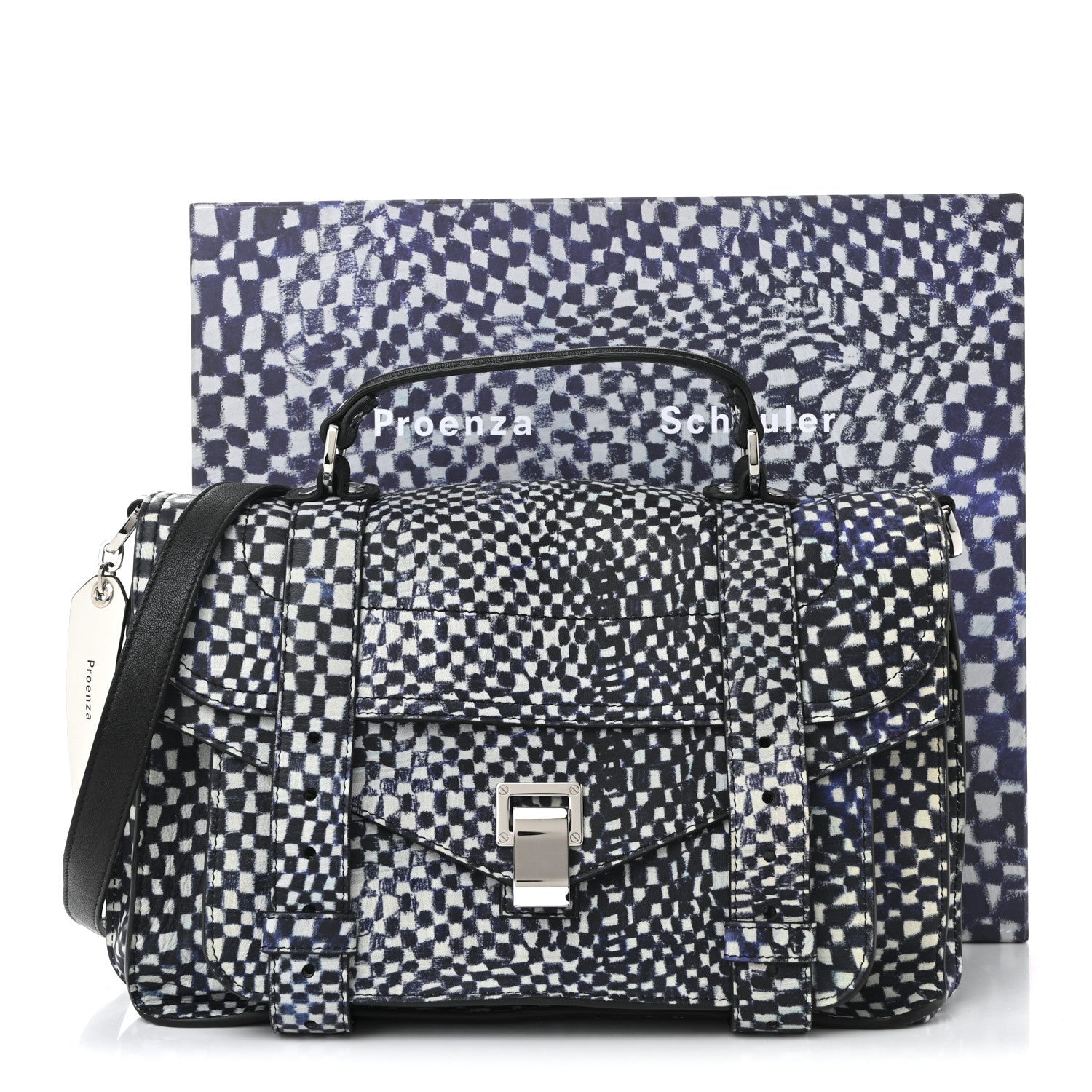 X HARMONY KORINE Calfskin PS1 Check Success Medium Satchel Blue