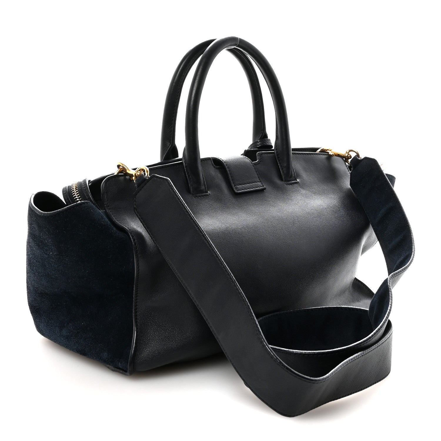 Calfskin Suede Small Monogram Downtown Cabas Navy Blue
