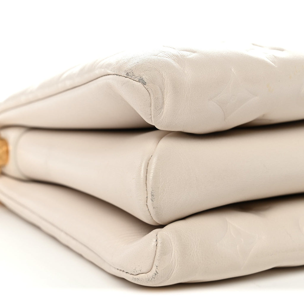 Lambskin Embossed Monogram Coussin PM Beige Cream
