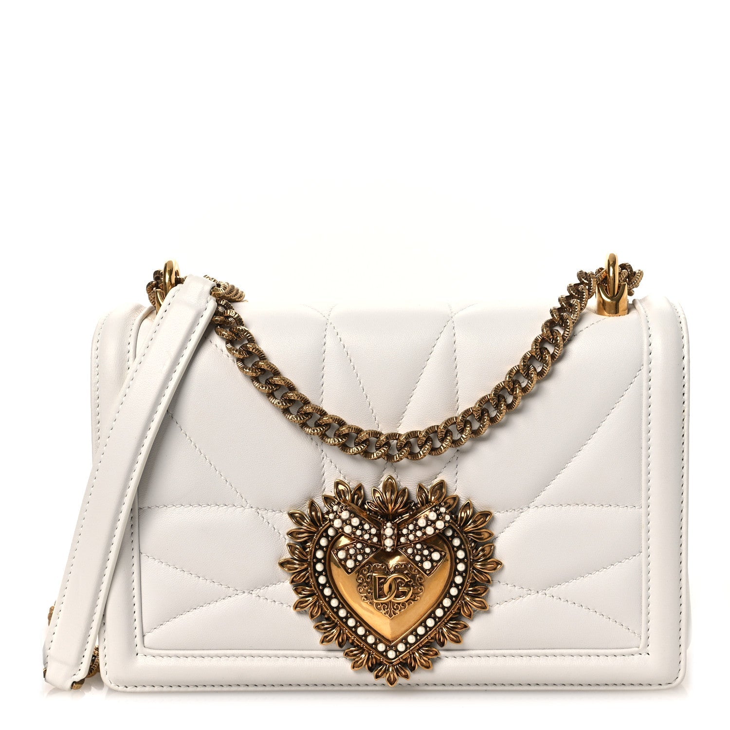 Calfskin Medium Devotion Crossbody Bag White