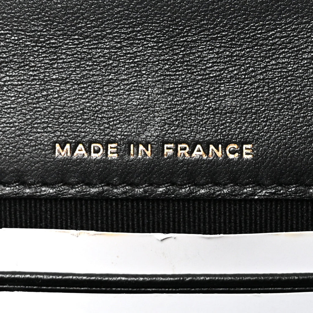 Lambskin Quilted Chain Top Handle Clutch With Chain Black