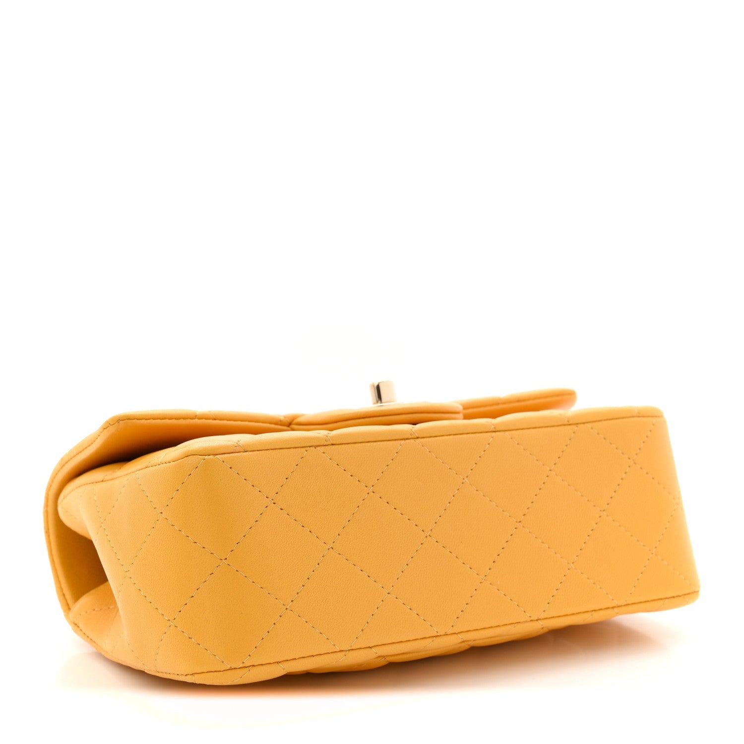 Lambskin Quilted Mini Top Handle Rectangular Flap Yellow