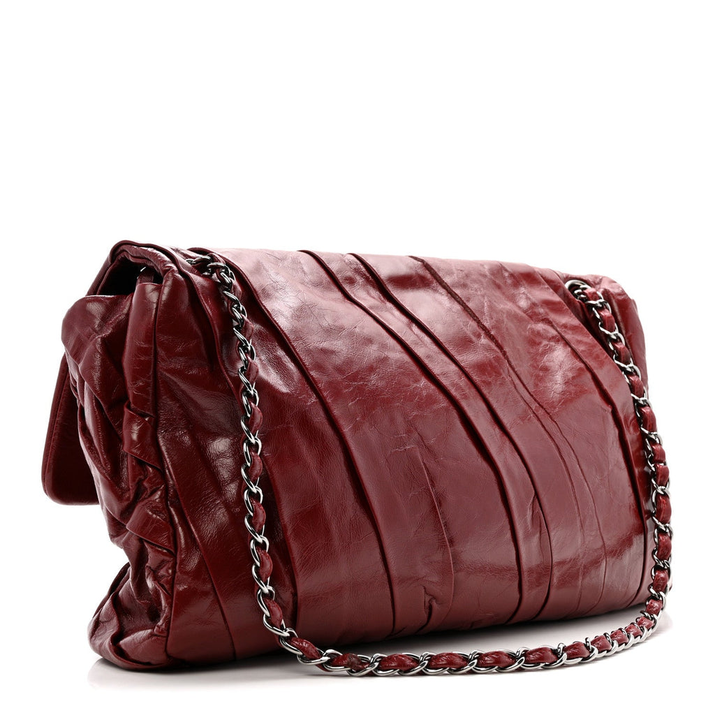Glazed Calfskin Twisted Maxi Flap Red