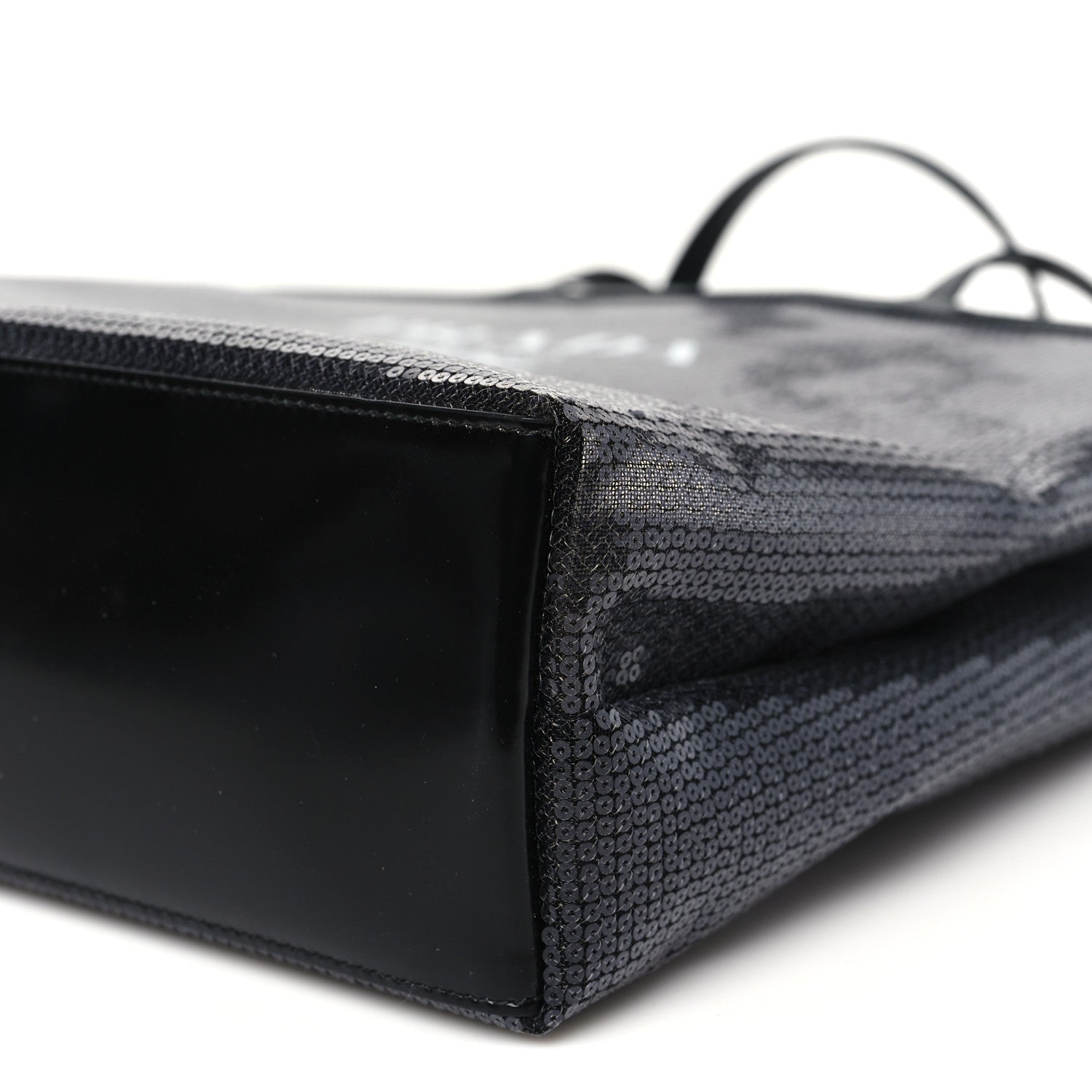 Mesh Sequin Spazzolato Logo Tote Black