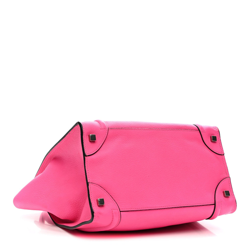Drummed Calfskin Mini Luggage Fluo Pink