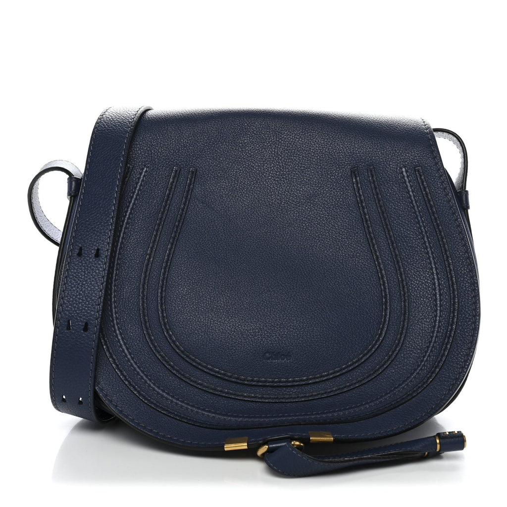 Calfskin Medium Marcie Round Crossbody Bag Navy