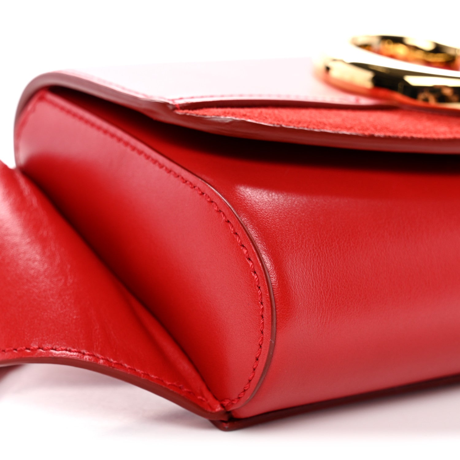 Calfskin Suede C Belt Bag Plaid Red