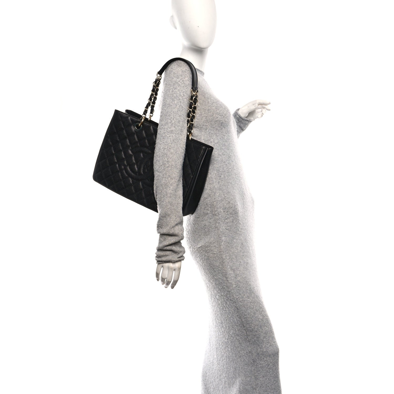 Caviar Quilted Grand Shopping Tote GST Black