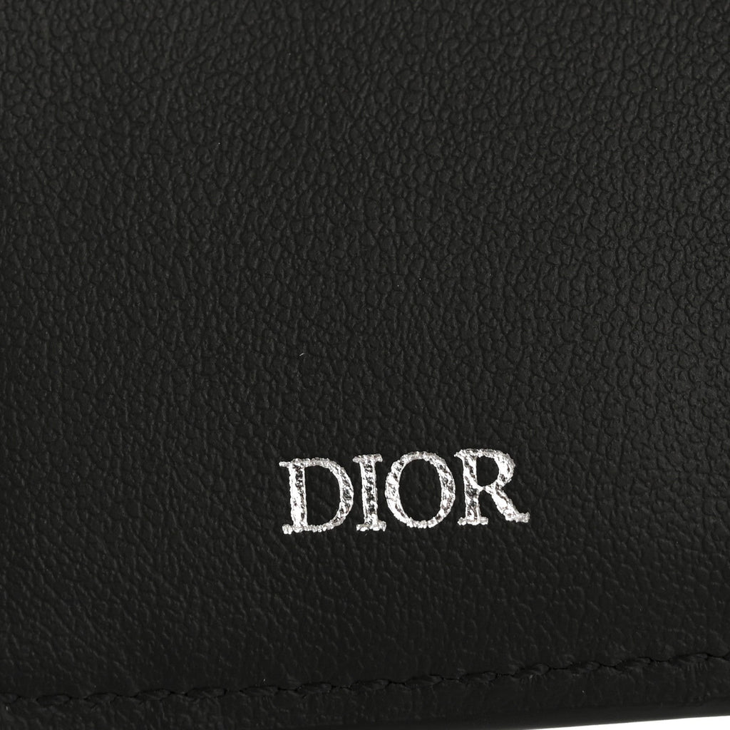 Grained Calfskin Embossed Dior Gravity BiFold Wallet Black