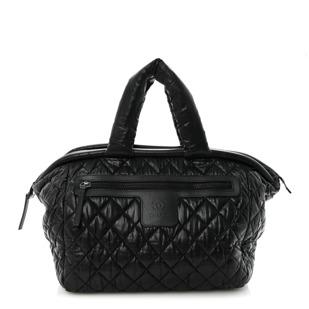 Nylon Quilted Medium Coco Cocoon Tote Black