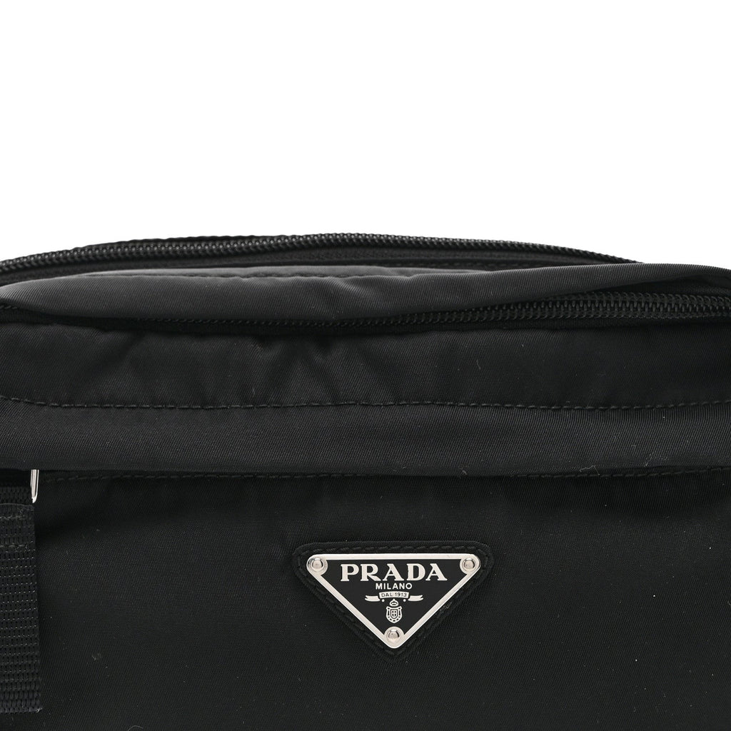 Tessuto Nylon Double Pocket Belt Bag Black