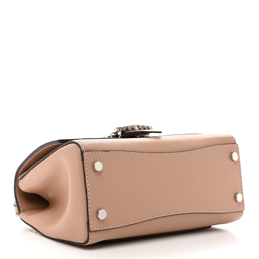 Calfskin Crystal Small Cheri Top Handle Bag  Powder Pink