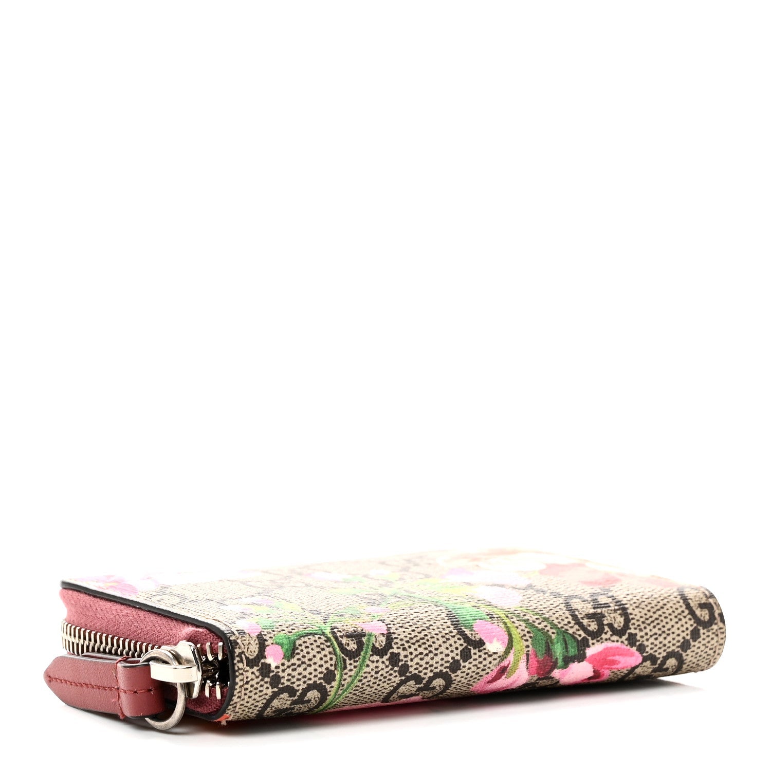 GG Supreme Monogram Blooms Zip Around  Case Wallet Beige Multicolor Dry Rose
