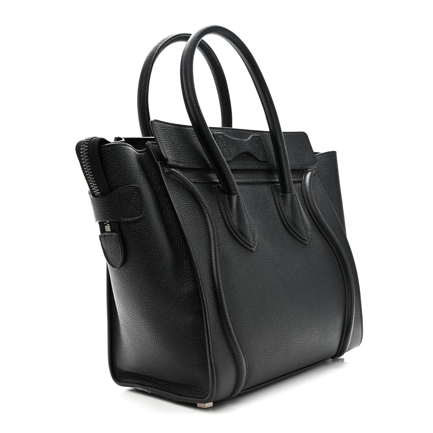 Drummed Calfskin Micro Luggage Black
