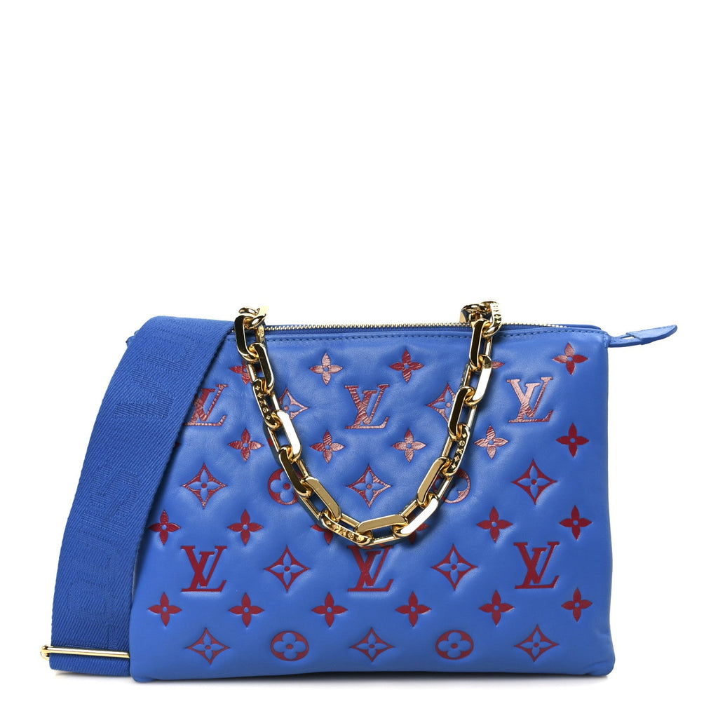 Lambskin Embossed Monogram Vuittamins Coussin PM Blue Red