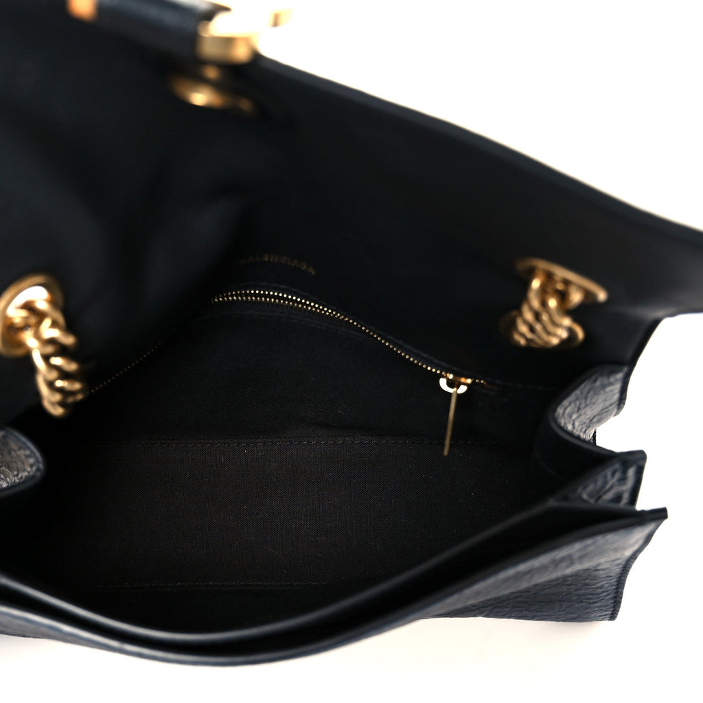 Crushed Calfskin Quilted Small Souvenirs Crush Chain Bag Black