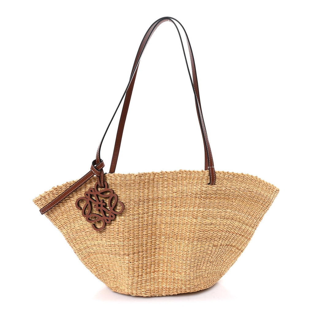Calfskin Raffia Paulas Ibiza Small Basket Tote Bag Natural Pecan