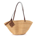 Calfskin Raffia Paulas Ibiza Small Basket Tote Bag Natural Pecan