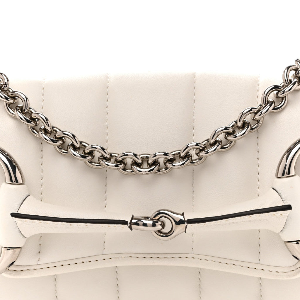 Nappa Vertical Matelasse Small Maxi Horsebit Chain Shoulder Bag Great White